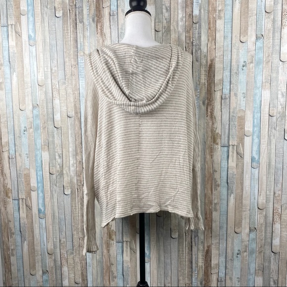 Brandy Melville S Tan Striped Wool Knit Hoodie - Picture 4 of 6